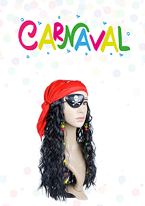PERUCA LONGA PIRATA COM BANDANA E MISSANGAS