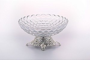 Fruteira de vidro com metal