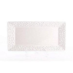 Prato retangular de porcelana