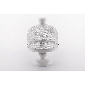 Prato de bolo espelhado e tampa provençal em metal