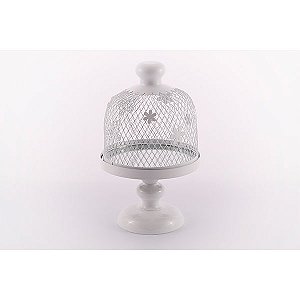 Prato de bolo espelhado e tampa provençal em metal