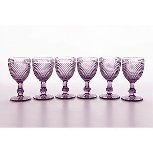 Jogo 06 taças para água Bico de jaca – violeta – 234 ml