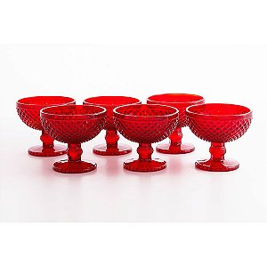 Jogo 06 taças sobr Bico de Jaca vermelha – 220 ml