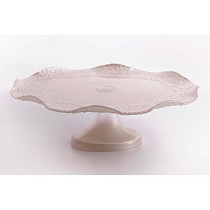 Prato para bolo com pé Dekor Roberta pérola