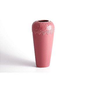 Vaso cerâmica texture Lace Bouquet pink