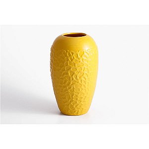Vaso de cerâmica Texture Coral Finish Chubby amarelo