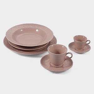 APARELHO DE JANTAR TRACTAL ROSA 42 PEÇAS