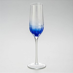 JOGO 06 TAÇAS CRAQUELADAS DE VIDRO PARA CHAMPANHE AZUL 230ML