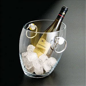 BALDE DE VIDRO PARA VINHO COM ALÇA PRATA