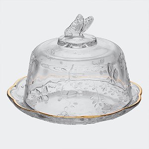Queijeira de Cristal Ecológico com Tampa New Butterfly (19,5cm)