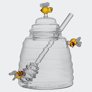 Meleira de Vidro Borossilicato com Pegador Lovely Bee 500ml