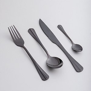 Faqueiro 24 Peças de Aço Inox Positano Preto