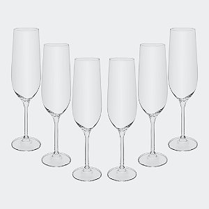 Jogo 6 Taças de Champagne Crex 270ml em Cristal Ecológico