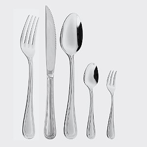 Faqueiro 30 Peças em Aço Inox Pérola (Com Faca para Churrasco)