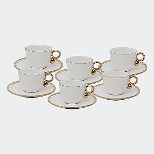 Conjunto de 6 Xícaras de Café em Porcelana com Pires Egg 90 ml