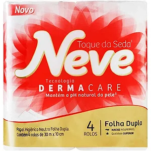 Papel Higiênico Folha Dupla 30m x 10cm Neves Neutro Toque de Seda 4 rolos