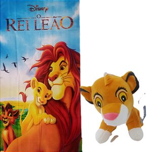 KIT O Rei Leão Toalha Mais Pelúcia do Simba Macia e Linda