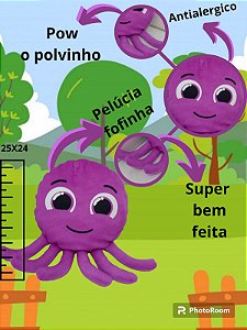 Pelucia BoloFofo Polvinho Roxo Polvo Macio Super Bem Feito