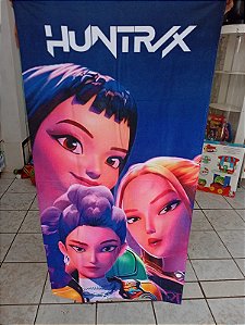 Toalha Huntrix k pop, 1.40 x0,70 cores vivas e vibrantes