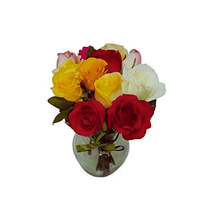 Colorido de Rosas no Vaso