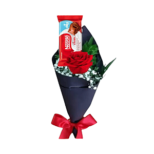 Rosa Vermelha no Cone com Chocolate