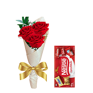 Trio de Rosas com Bombom