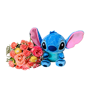Buquê de Rosas com Ursinho Stitch