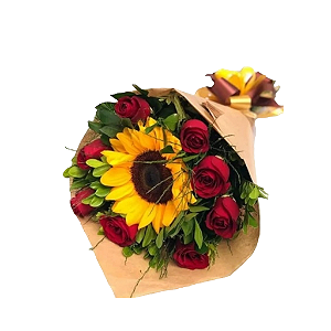 Buquê de Rosas com Girassol