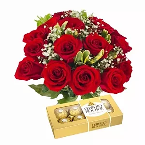 Buquè Amor em Dobro com Ferrero Roccher 8 unidades