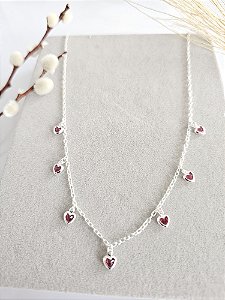 Choker com Zircônia Coração Bordô