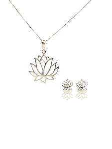 Conjunto Colar e Brinco Flor de Lótus