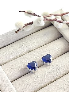 Brinco Coração Zircônia Azul Escuro