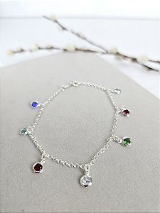 Pulseira com Zircônias Redonda Colorida