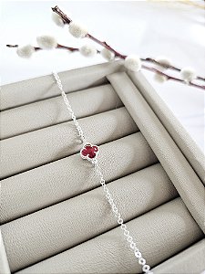 Pulseira Trevo Zircônia Bordô