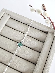 Pulseira Trevo Zircônia Verde
