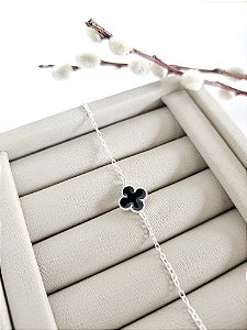 Pulseira Trevo Resina Preto