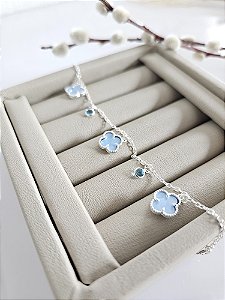 Pulseira 3 Trevos e Zircônia Azul