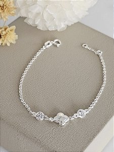 Pulseira trevo e zircônias 18,5cm
