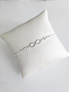 Pulseira infinito com zircônias prata 925