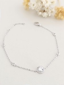 Pulseira ponto de luz 5A prata 925 e ródio