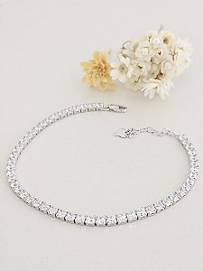 Pulseira Riviera 3mm/5A/18cm+3cm de extensor prata 925 e ródio