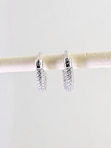 Brinco Argolinha Cravejada 10mm Prata 925 E Ródio