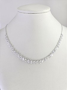 Gargantilha/ choker mini gotas em prata 925 e ródio