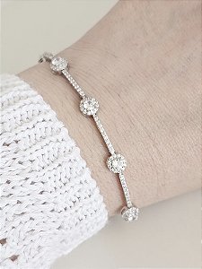Pulseira Riviera cristal fecho gaveta prata 925 e ródio