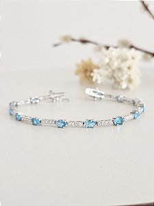 Pulseira RIviera azul claro prata 925 e ródio