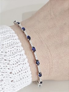 Pulseira RIviera azul escuro prata 925 e ródio
