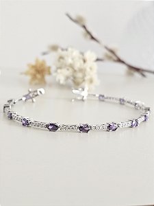 Pulseira RIviera roxo prata 925 e ródio