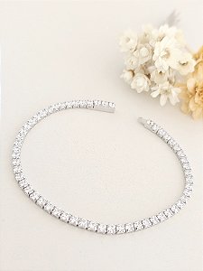 Pulseira Riviera Moissanite 3mm prata 925 e ródio/ 16cm