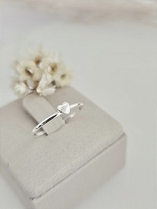 Anel coração liso minimalista prata 925