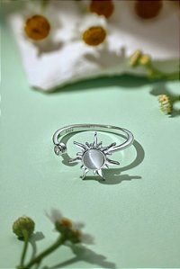 Anel sensorial giratório/ansiedade Sol prata 925 com banho de ródio